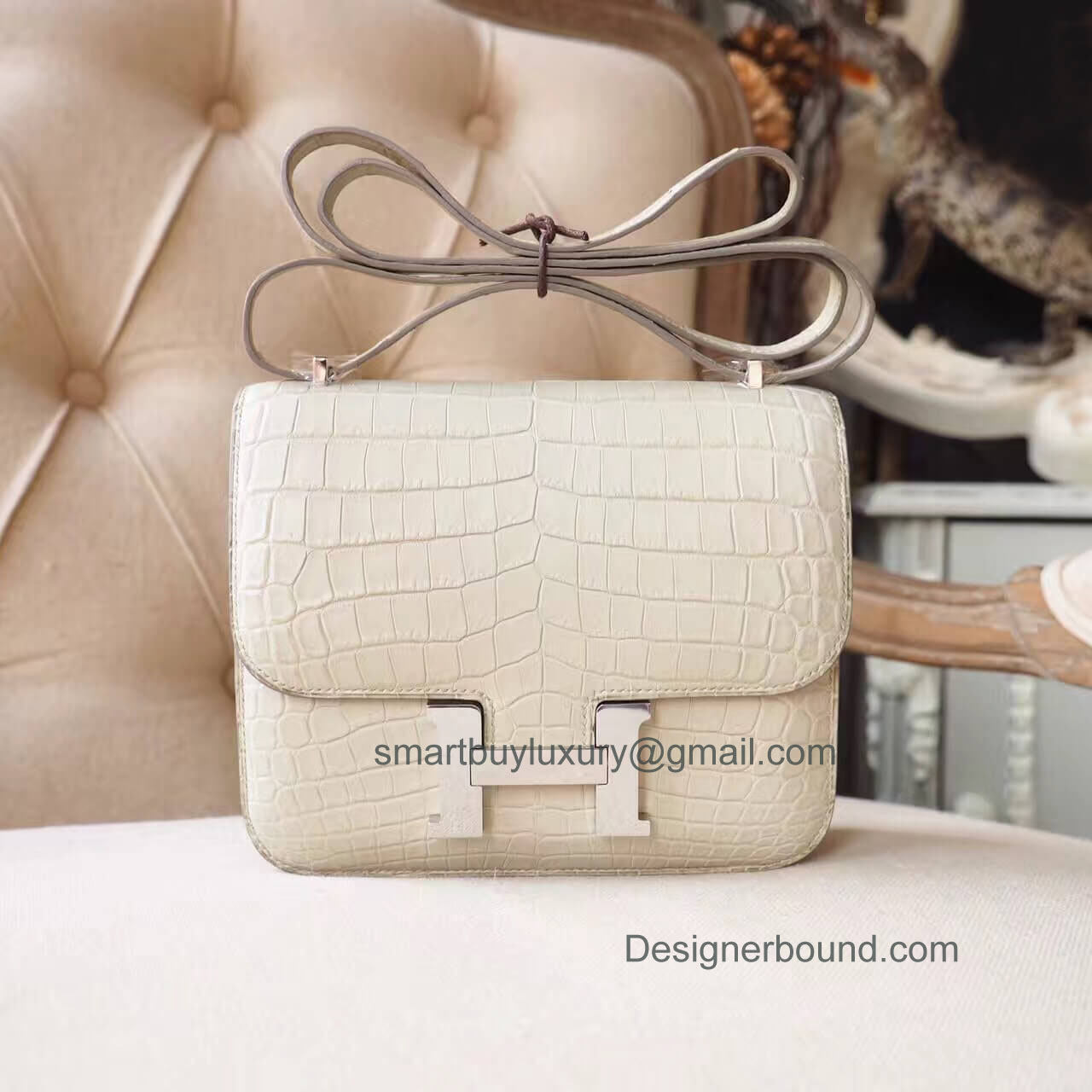 Hermes Mini Constance 18 Bag in 8L Beton Matte Nile Croc PHW